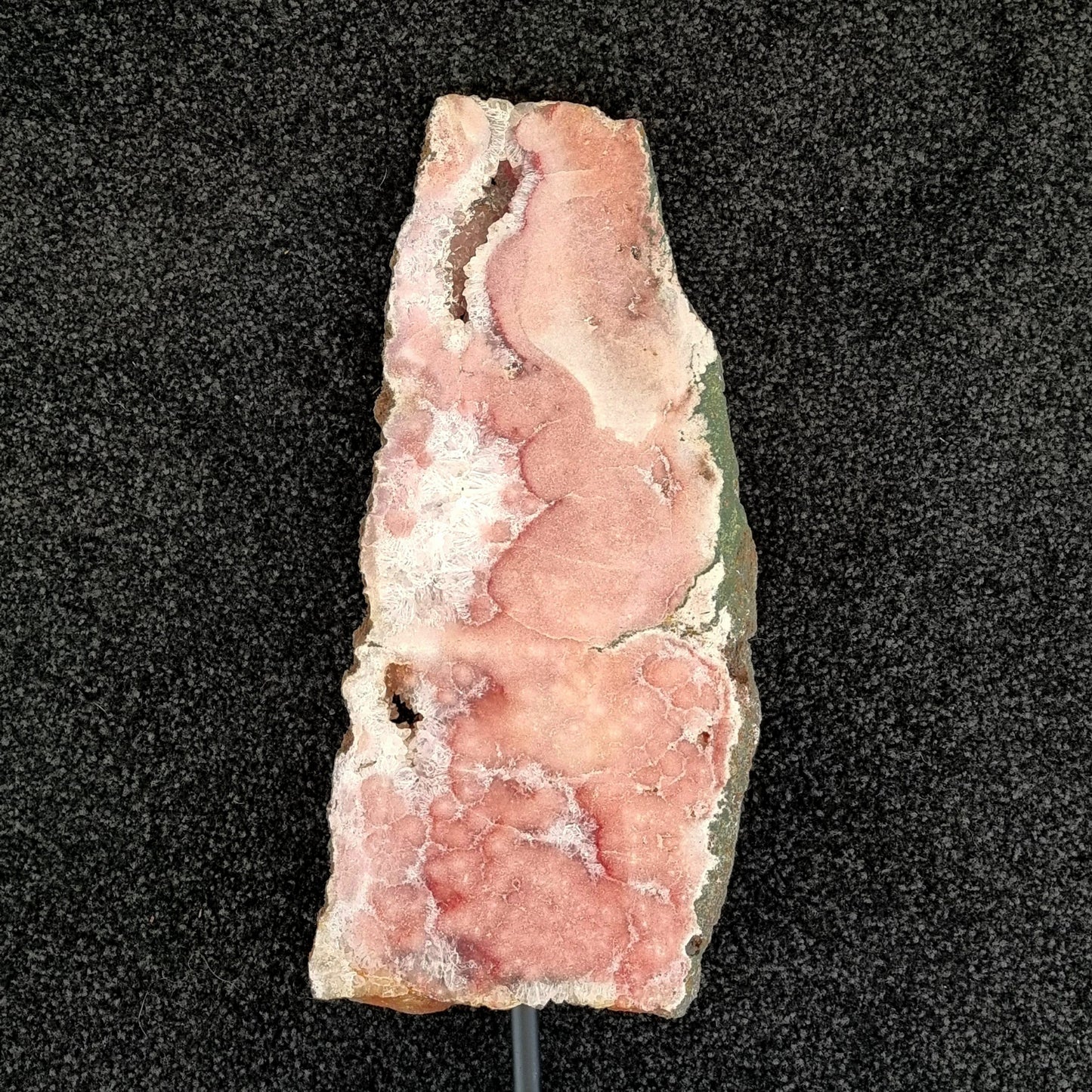 Pink Amethyst Slice On Black Metal Stand #1069
