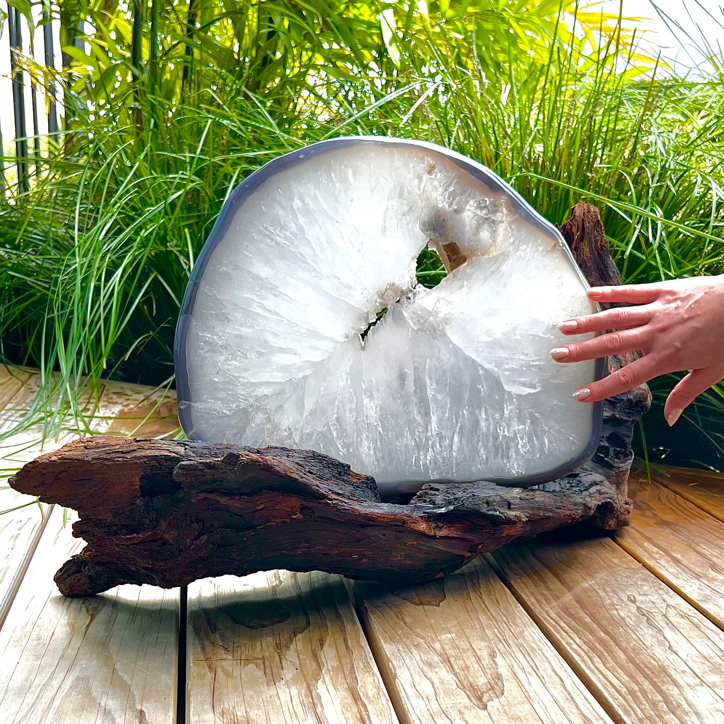 Agate, Quartz & Calcite Slice #1734