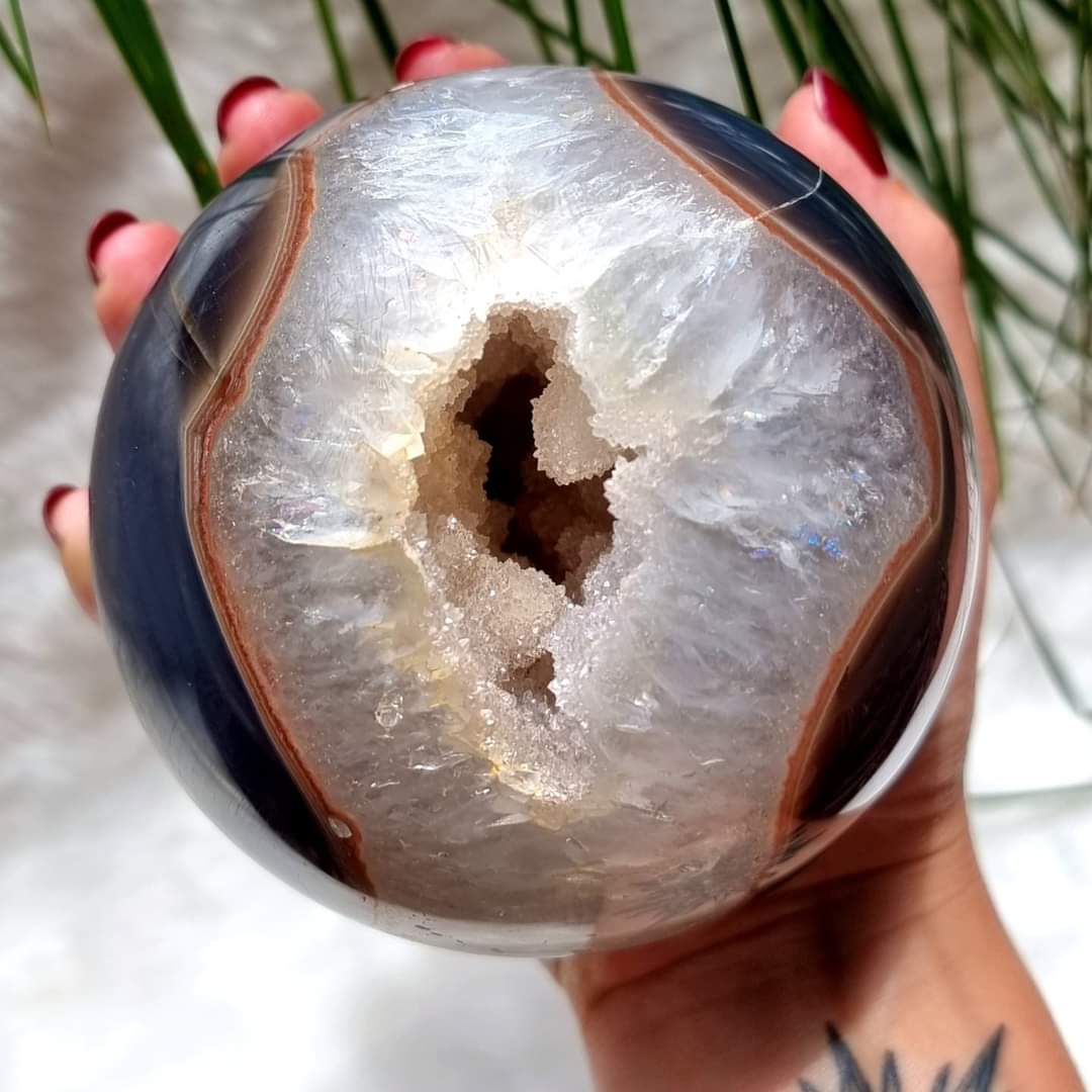 Agate & Quartz Geode Sphere #1291