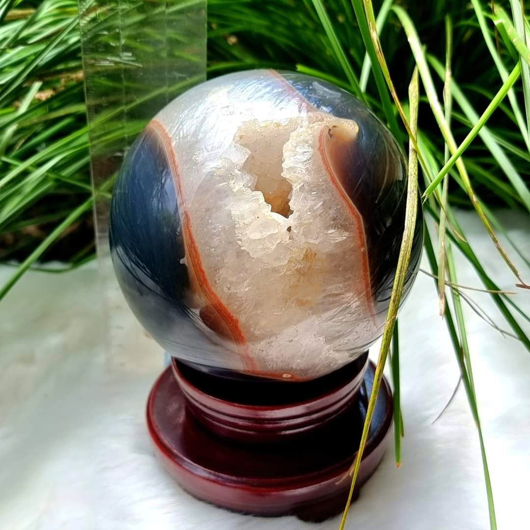 Agate & Quartz Geode Sphere #1291