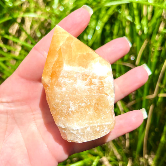 Orange Calcite Cut Base Point #1815