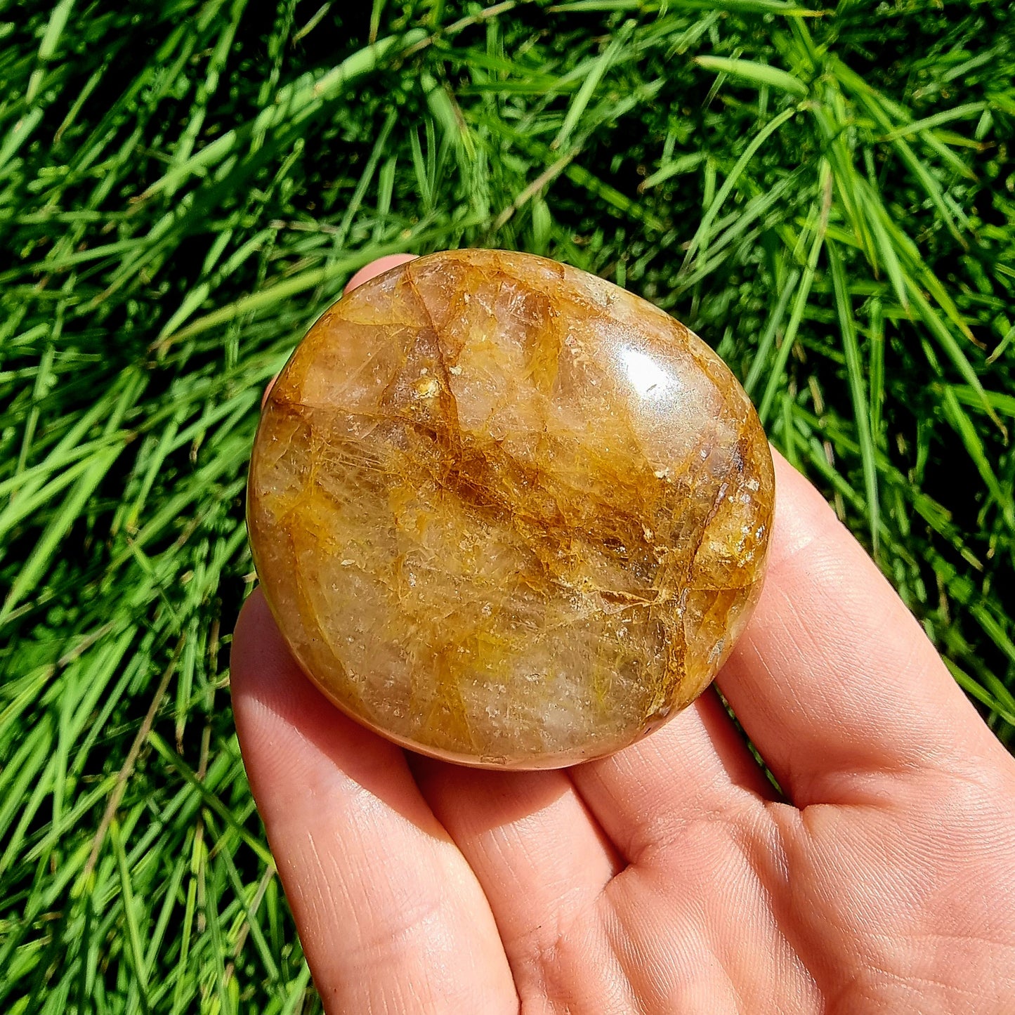 Hematoid Quartz (Golden Healer) Palm Stone #2332