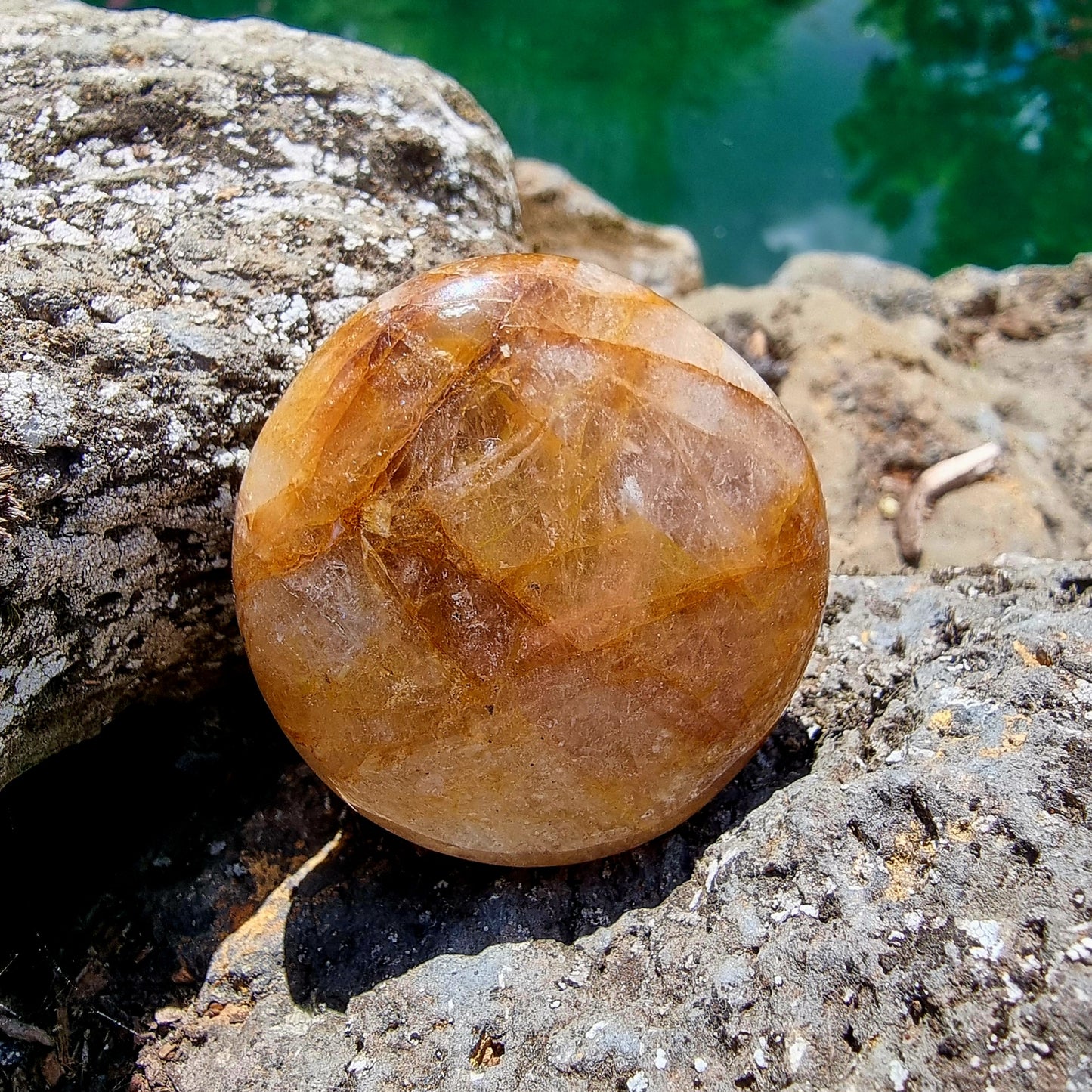 Hematoid Quartz (Golden Healer) Palm Stone #2332