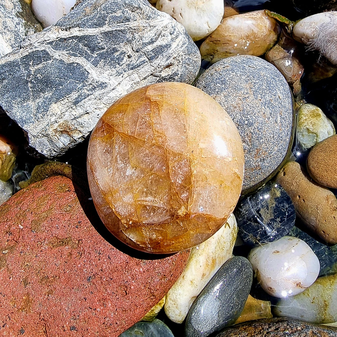 Hematoid Quartz (Golden Healer) Palm Stone #2332