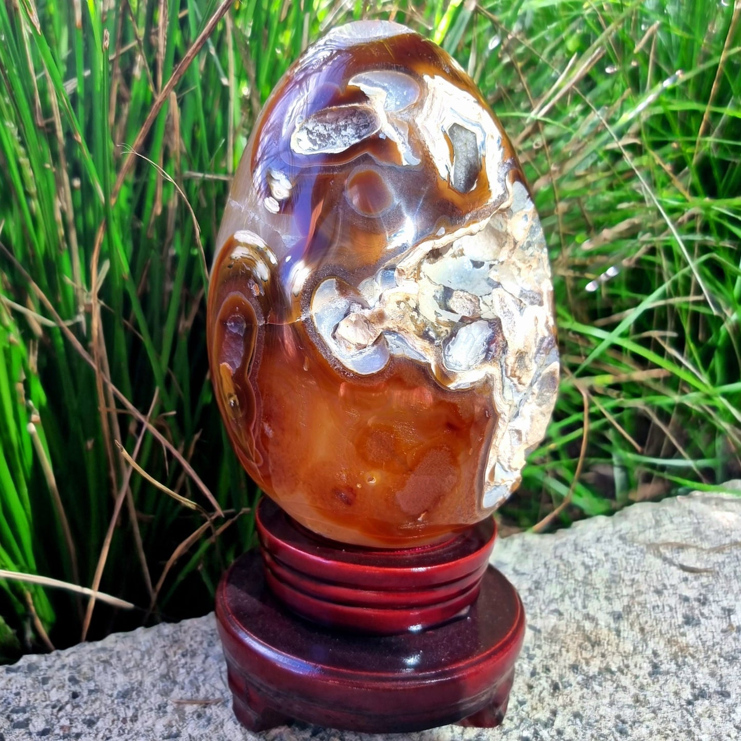 Carnelian and Quartz Geode Egg #1957