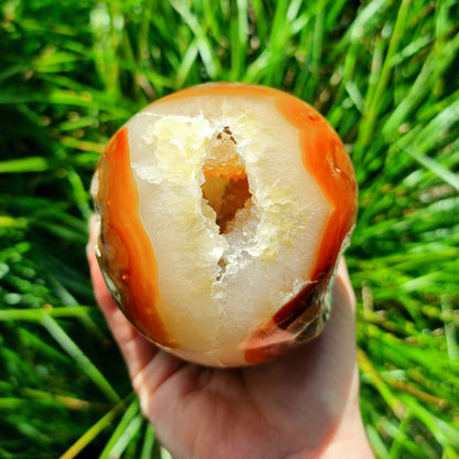 Carnelian and Quartz Geode Egg #1957