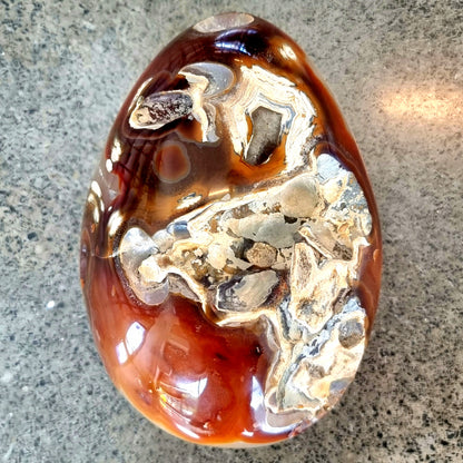 Carnelian and Quartz Geode Egg #1957