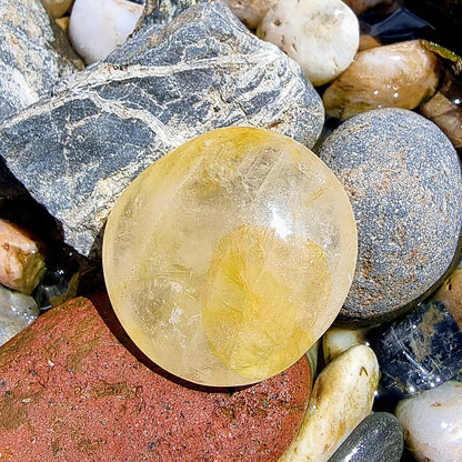 Hematoid Quartz (Golden Healer) Palm Stone #2330