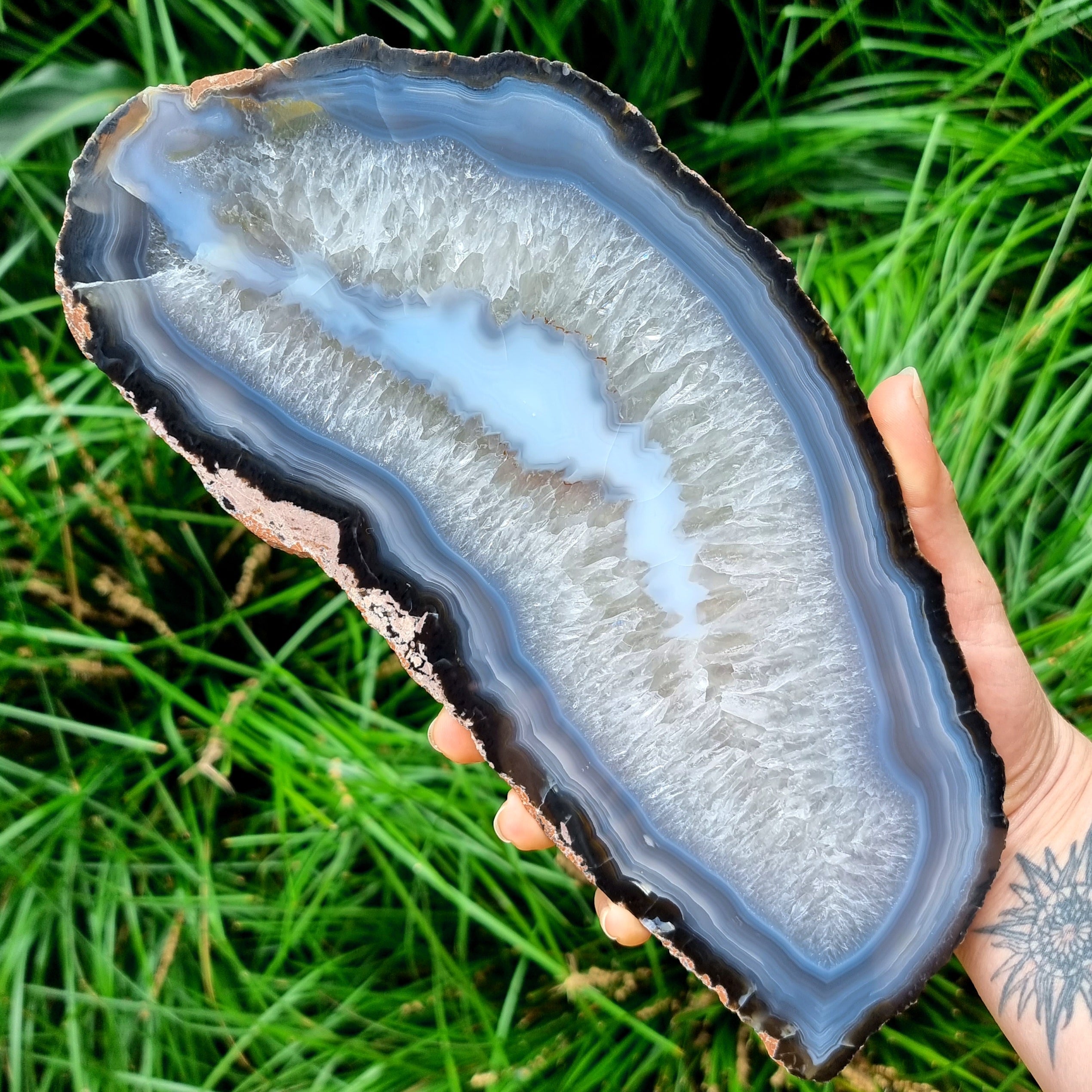 Agate & Clear Quartz Slice #1645